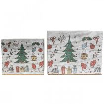 tételeket Fa virágtartó karácsonyi dekoráció fehér, színes 20 × 20/15 × 15 cm, 2 db-os készlet