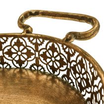 tételeket Dekoratív tálca ovális arany fémtálca antik megjelenésű arany 3 darabos szett