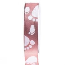 tételeket Ajándék szalag baba láb dekoráció keresztelő szalag rózsaszín 25mm 16m