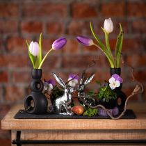 tételeket Húsvéti Nyuszi Ülő Ezüst Nyúl Díszfigura Húsvéti 13cm 2db