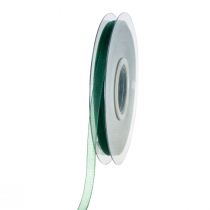 Organza szalag zöld ajándék szalag szőtt szélű fenyő zöld 6mm 50m