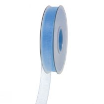 tételeket Organza szalag ajándék szalag világoskék szalag kék szegély 15mm 50m
