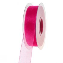 tételeket Organza szalag ajándék szalag rózsaszín szalag szegély 25mm 50m
