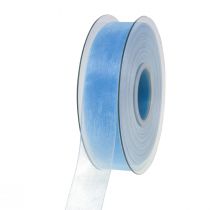 tételeket Organza szalag ajándék szalag világoskék szalag kék szegély 25mm 50m