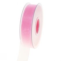 tételeket Organza szalag ajándék szalag rózsaszín szalag szegély 25mm 50m