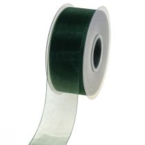 tételeket Organza szalag zöld ajándék szalag szőtt szélű fenyő zöld 40mm 50m