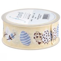 tételeket Ajándék szalag Húsvéti díszszalag Húsvéti tojás krém 40mm 20m