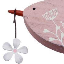 tételeket Dekoratív madár tavaszi dekoráció függő dekoráció fa rózsaszín 15×8,5cm
