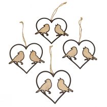 tételeket Függesztett dekor szív madár díszítéssel 12cm 4db