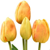 tételeket Narancssárga tulipán dekoráció Real Touch művirágok 49cm 5db