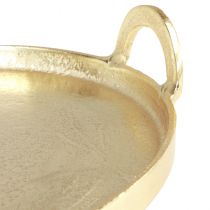 tételeket Tálca kerek arany fémtálca fogantyúval 38×35×6,5 cm