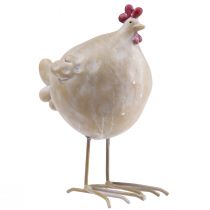 tételeket Dekoratív csirke húsvéti dekoráció tyúkfigura bézs piros 11×8×15,5cm
