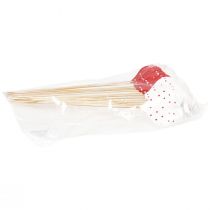 tételeket Szívek piros-fehér pontozott virágdugók fa 6×5cm 18 db