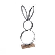 tételeket Húsvéti nyuszi fekete ezüst nyúl fém fa 13,5×37cm