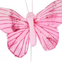 tételeket Dísz pillangók dróton színes tollak 5,5×8cm 12db