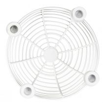 tételeket Gyertyatartó fehér dekoratív fémtálban Ø14cm H7cm