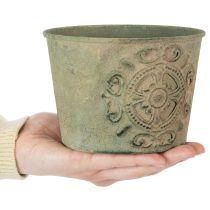 tételeket Fém virágcserép, zöld, vintage, Ø22cm–13,5cm, 3 db-os szett