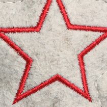 tételeket Filc csillag alakú karácsonyfadíszek, bézs és piros, 13 cm, 6 darabos szett.