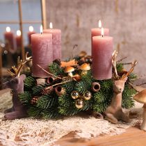 tételeket Porrózsa színű oszlopgyertyák 70×120 mm, teljesen festett, 4 darabos készlet, dekoratív gyertyák esküvőre és otthonra