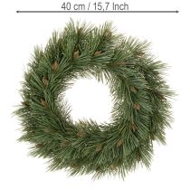 tételeket Műfenyő ágakból és tobozokból készült koszorú, 40 cm
