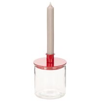 tételeket Kompakt piros fém gyertyatartók 10 cm-es kúpos gyertyákhoz, 2 darab