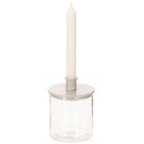 tételeket Kerek, krémszínű gyertyatartók kúpos gyertyákhoz, asztaldísz, 10 cm, 2 darab