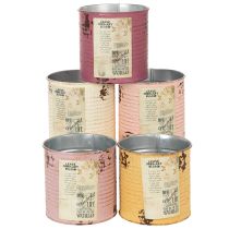 tételeket Dekoratív fémdoboz, shabby chic stílusú, fém, Ø11cm M10.5cm, többféle színben