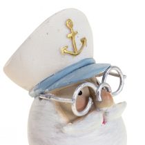 Tengerészeti dekoráció kapitány figura szemüveggel nyári dekorációval H11,5cm