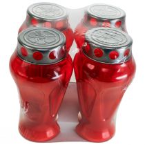 tételeket Sírgyertyák piros csepp gyászlámpák Ø9cm H17cm 4 db