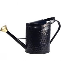 tételeket Dekoratív öntözőkanna, vintage kék és arany kockás fémből, retró dizájn beltéri használatra, kertbe vagy erkélyre, 65 cm