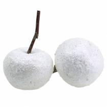 Dekoratív alma fehér csillámmal 5,5-6,5cm 12db