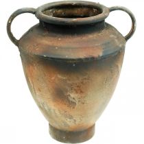 Amphora antik megjelenés ültetőváza fém kerti dekorációhoz H29cm