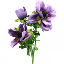 Műkökörcsin, selyemvirág, műnövény lila virággal L55cm