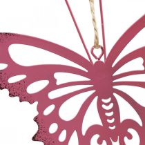 Medálos pillangó deko fém rózsa rózsaszín 8,5x9,5cm 6db