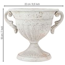 tételeket Antik trófea fogantyúkkal fém díszítéssel vintage szürke fehér H18cm