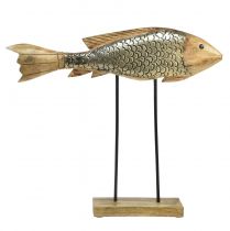 tételeket Fából készült hal fém díszítéssel haldíszítéssel 35x7x29,5cm
