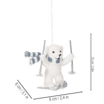 tételeket Jegesmedve medál sílécen, sállal akasztható, 10 cm, 2 darab