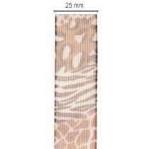 tételeket Dekoratív szalag, állatmintás, leopárdmintás, ajándék szalag, 25 mm széles, 20 m hosszú