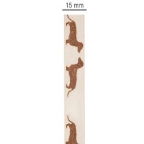 tételeket Ajándék szalag tacskó motívummal barkácsoláshoz és kézműveskedéshez, 15mm x 18m