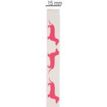 tételeket Dekoratív szalag tacskó motívummal, ajándék szalag, 15 mm széles, 18 m hosszú