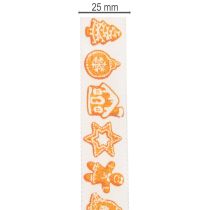 tételeket Ajándékszalag mézeskalács figurákkal. Ünnepi szalag karácsonyi ajándékokhoz. 25mm x 18m.