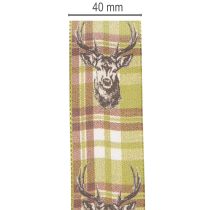 tételeket Dekoratív szalag szarvasfejjel és kockás mintával, 40mm x 15m