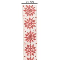 tételeket Dekoratív szalag hópelyhekkel, ajándékcsomagolás, téli, 25mm x 20m