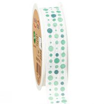 tételeket Szalag Türkiz Dots Tengeri pamut szalag 25mm 18m