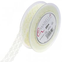 tételeket Díszítő szalag csipkével, virágos ajándék szalag, esküvői dekoráció világos sárga W20mm L20m