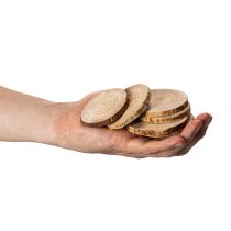 tételeket Természetes kerek fa szeletek dekorációhoz és kézműveskedéshez, 6 cm, 300 g