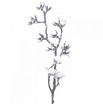 Műpamut ágú pamut virágok hóval 79cm
