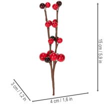 tételeket Műág piros bogyókkal, 15 cm, 6 darab