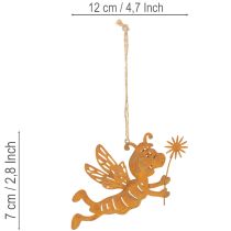 tételeket Függő méhecske dekoráció, rozsdaszínű fém, nyári dekoráció, 12 cm, 6 darab