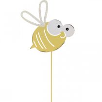 Bee as plug, rugós, kerti dekoráció, fém méhecske sárga, fehér L54cm 3db